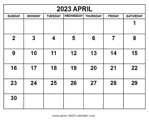 2023 April Calendar