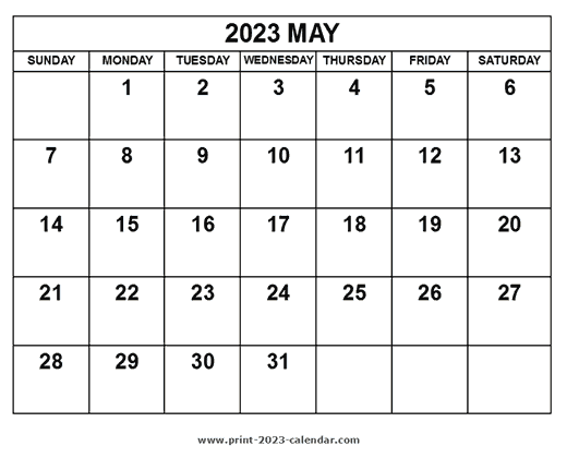 2023 May Calendar