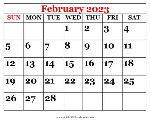 Printable 2023 February Calendar