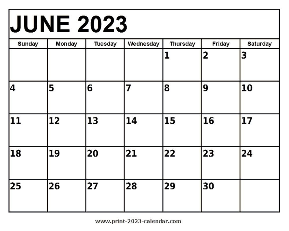 June 2023 Printable Calendar