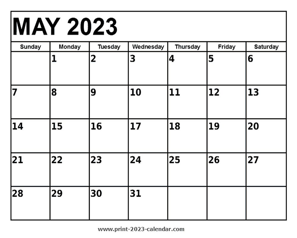 May 2023 Printable Calendar